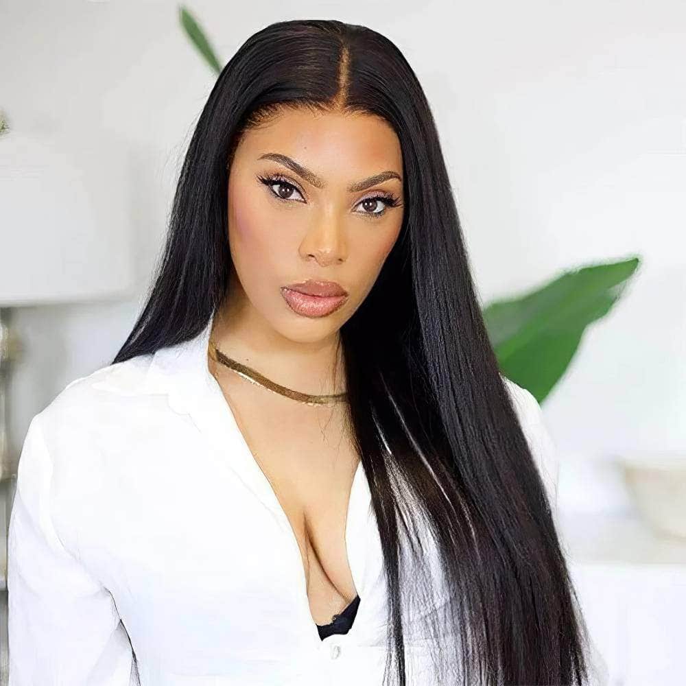 Glueless HD Straight Lace Front Wig - Human Hair, Transparent 6x4 Lace Closure, Pre-Cut, Pre-Plucked, Wear And Go Wig
