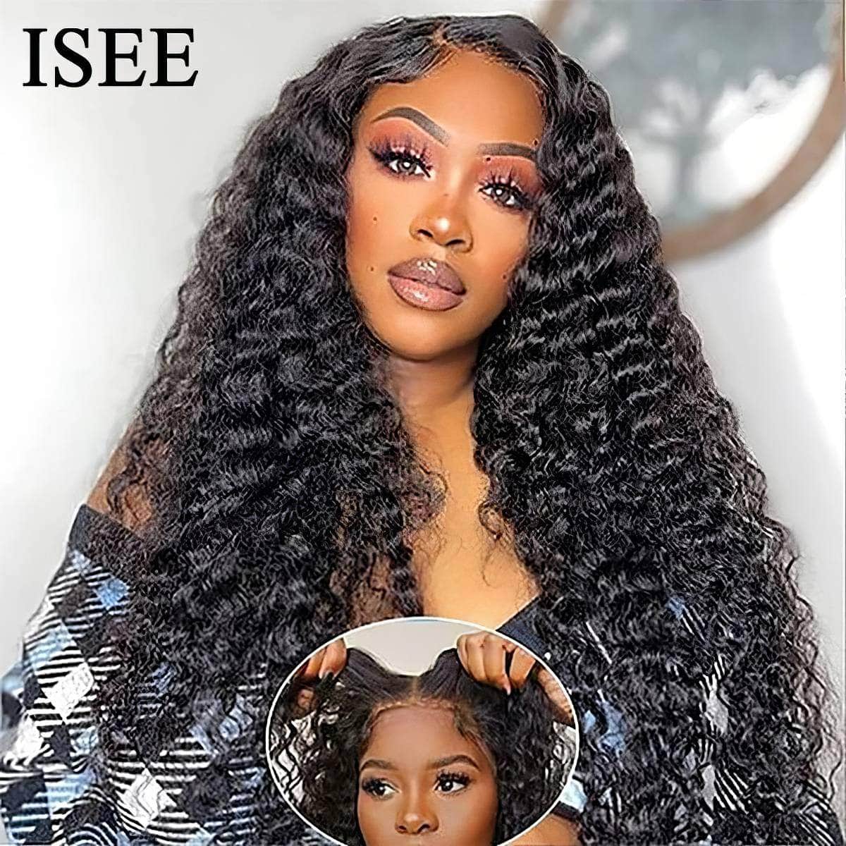 Glueless Wig - Wear And Go Deep Wave Frontal Wig, 6x4 HD Transparent Curly Lace Front Human Hair Wig, Ready To Wear Wear Go Wig / 12inches