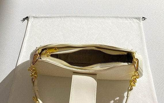 Gold Baroque Buckle Embossed Baguette Bag