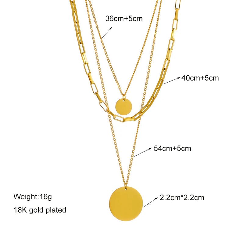 Gold Color 3in1 Round Pendant Necklace N1798