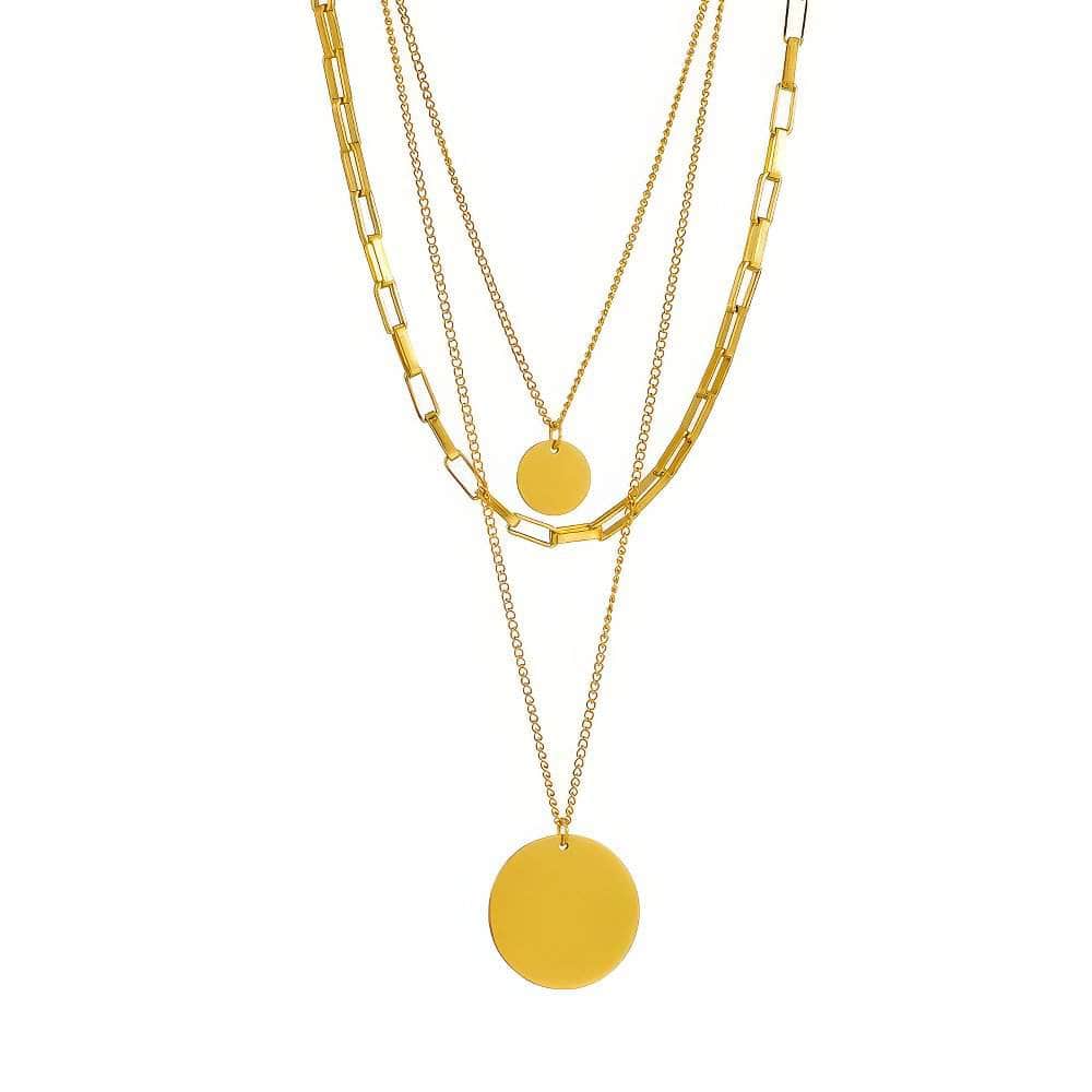 Gold Color 3in1 Round Pendant Necklace N1798