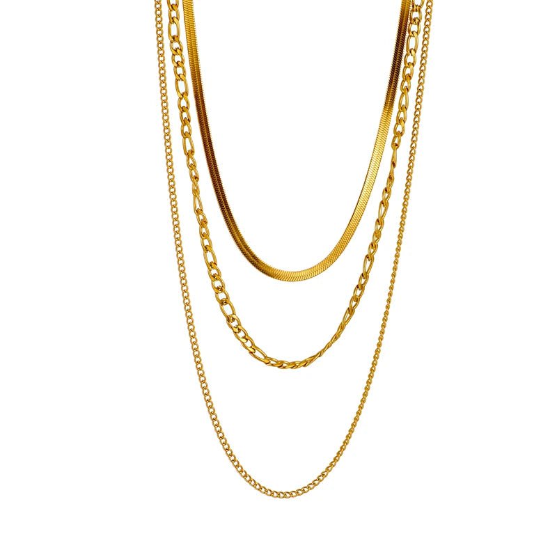 Gold Color Layered Chain Statement Necklace N1791