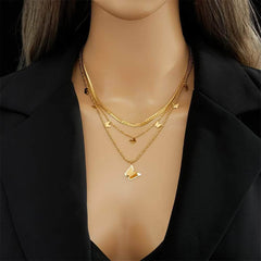 Gold Color Multilayer Butterfly Pendant Necklace N2082