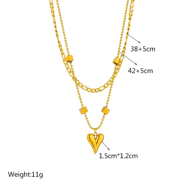 Gold Color Multilayer Heart Love Pendant Necklace - Fashionable Chain Jewelry Gift for Women and Girls, perfect Bijoux N1842