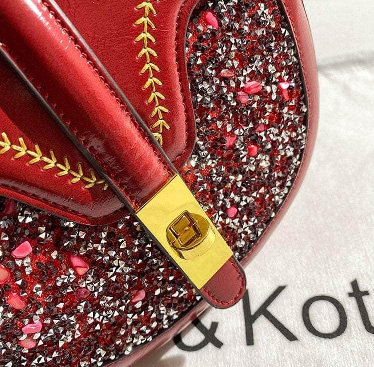 Gold Embroidered Sequined Saddle Bag