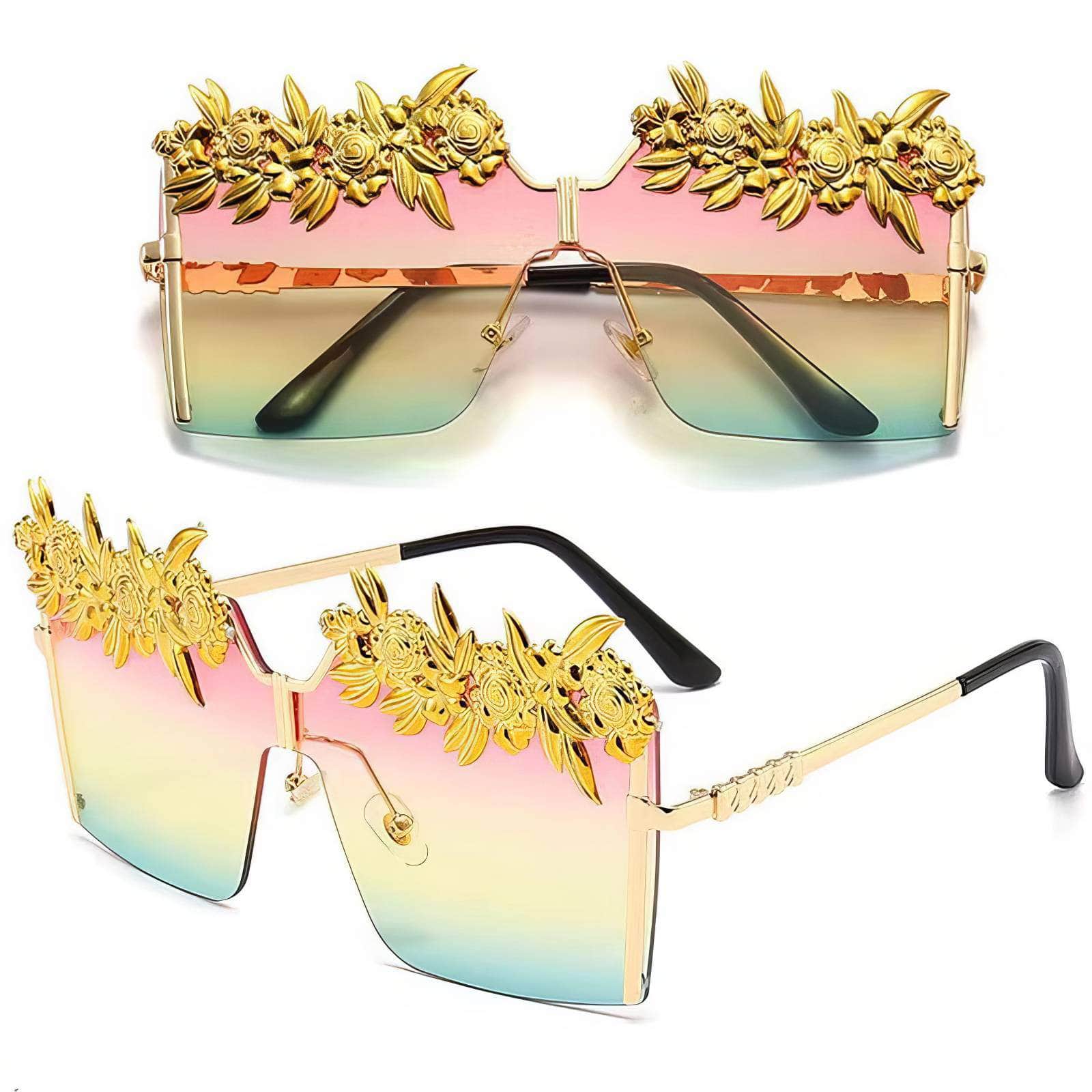 Gold Flower Frame Sunglasses