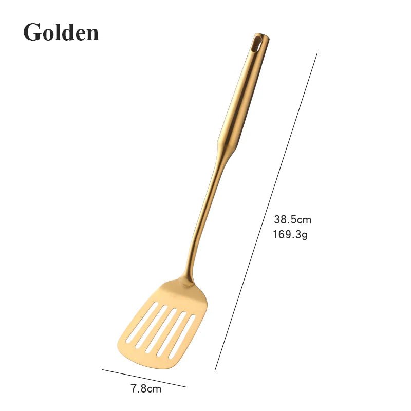 Gold Kitchenware Set - Long Handle Stainless Steel Cooking Tools 1Pc 6