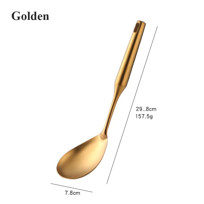 Gold Kitchenware Set - Long Handle Stainless Steel Cooking Tools 1Pc 8