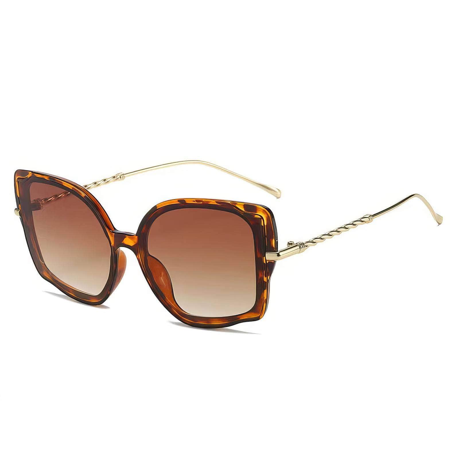Gold Oversized Square Sunglasses Leopard Tan / Resin