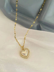 Gold-Plated Enamel Love Pendant Necklace Gold-color