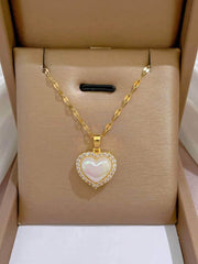 Gold-Plated Enamel Love Pendant Necklace Gold-color