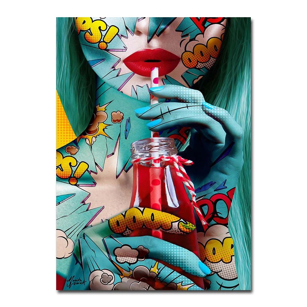 Graffiti Abstract Cool Girl Wall Art Poster - Modern Pop Sexy Woman Canvas Painting for Living Room, Bedroom Home Decor, Mural Picture 2 / 20X30cm Unframed