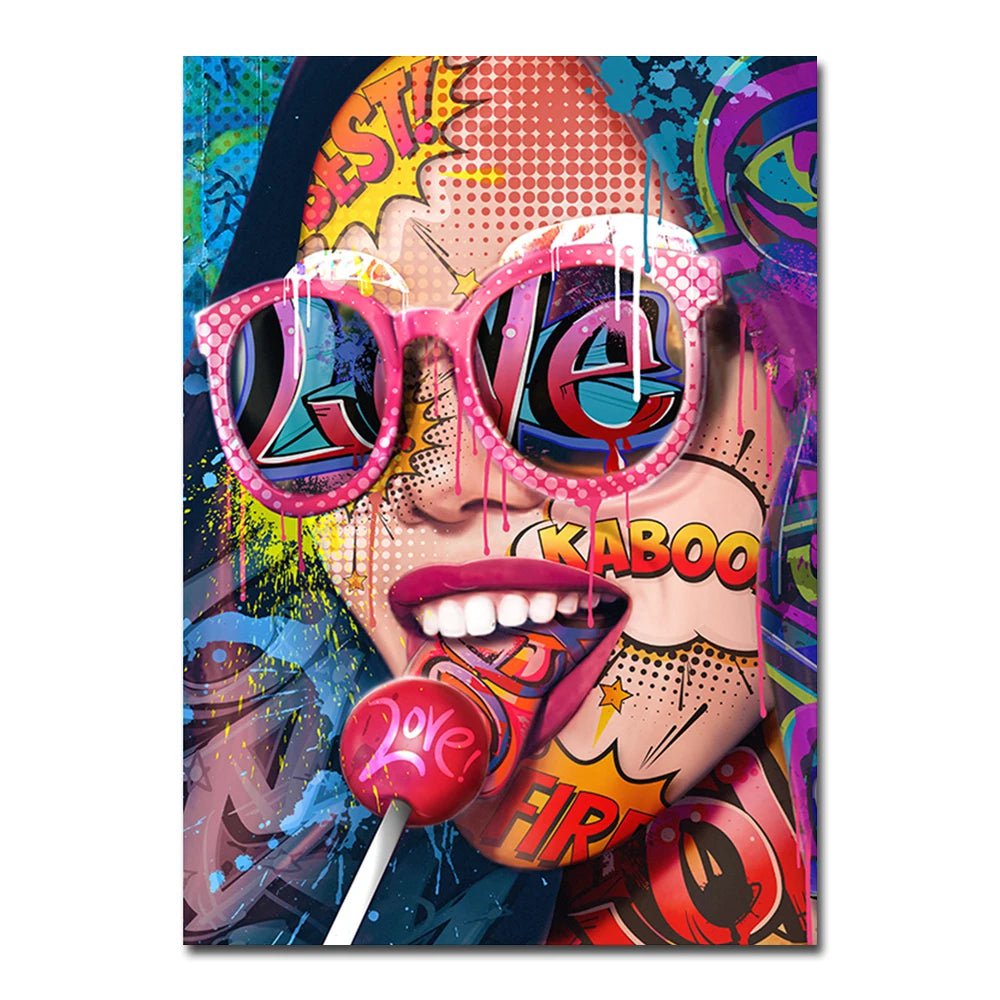 Graffiti Abstract Cool Girl Wall Art Poster - Modern Pop Sexy Woman Canvas Painting for Living Room, Bedroom Home Decor, Mural Picture 4 / 20X30cm Unframed