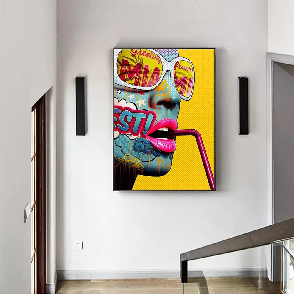 Graffiti Abstract Cool Girl Wall Art Poster - Modern Pop Sexy Woman Canvas Painting for Living Room, Bedroom Home Decor, Mural Picture