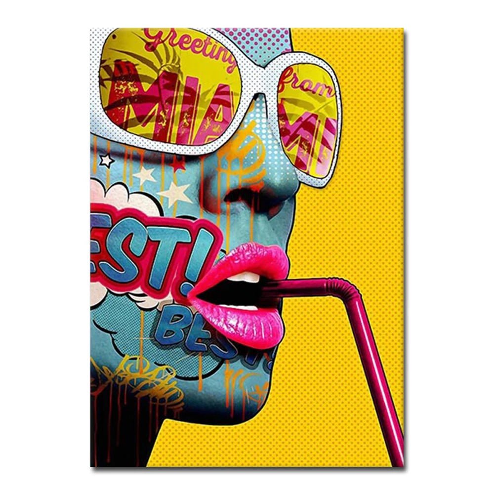 Graffiti Abstract Cool Girl Wall Art Poster - Modern Pop Sexy Woman Canvas Painting for Living Room, Bedroom Home Decor, Mural Picture 5 / 20X30cm Unframed