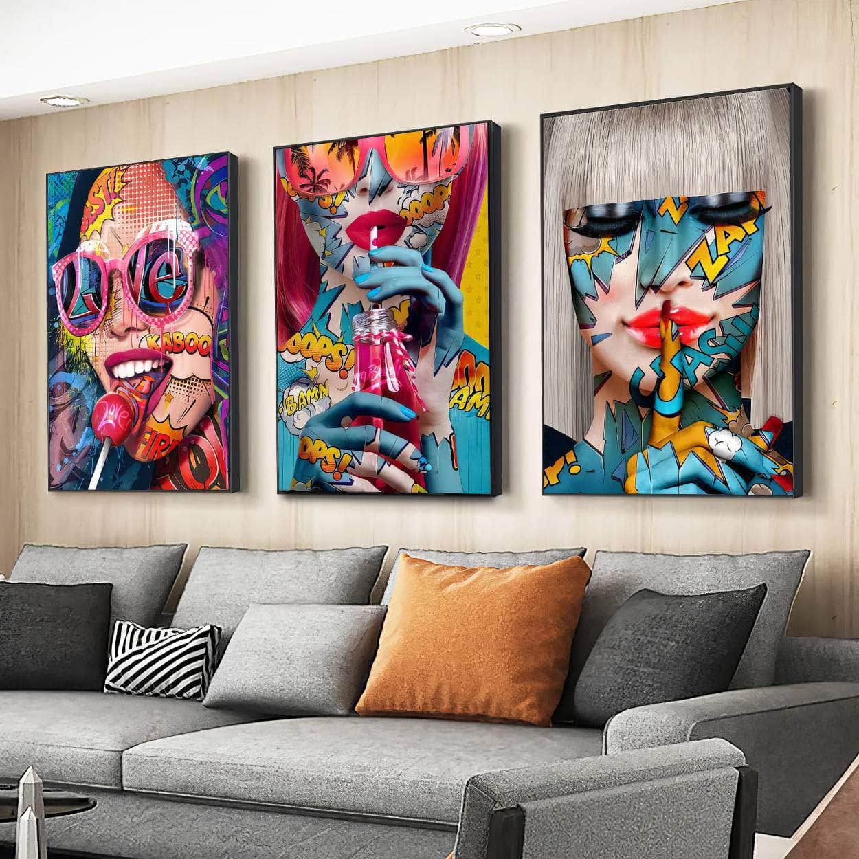 Graffiti Abstract Cool Girl Wall Art PosterGraffiti Abstract Cool Girl Wall Art Poster - Modern Pop Sexy Woman Canvas Painting for Living Room, Bedroom Home Decor, Mural Picture