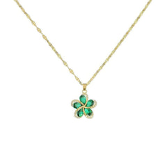 Green Zircon Flowers Pendant Necklace - A New Luxury for Women, Girls, and a Lucky Chain for Birthday Jewelry Gifts N1886