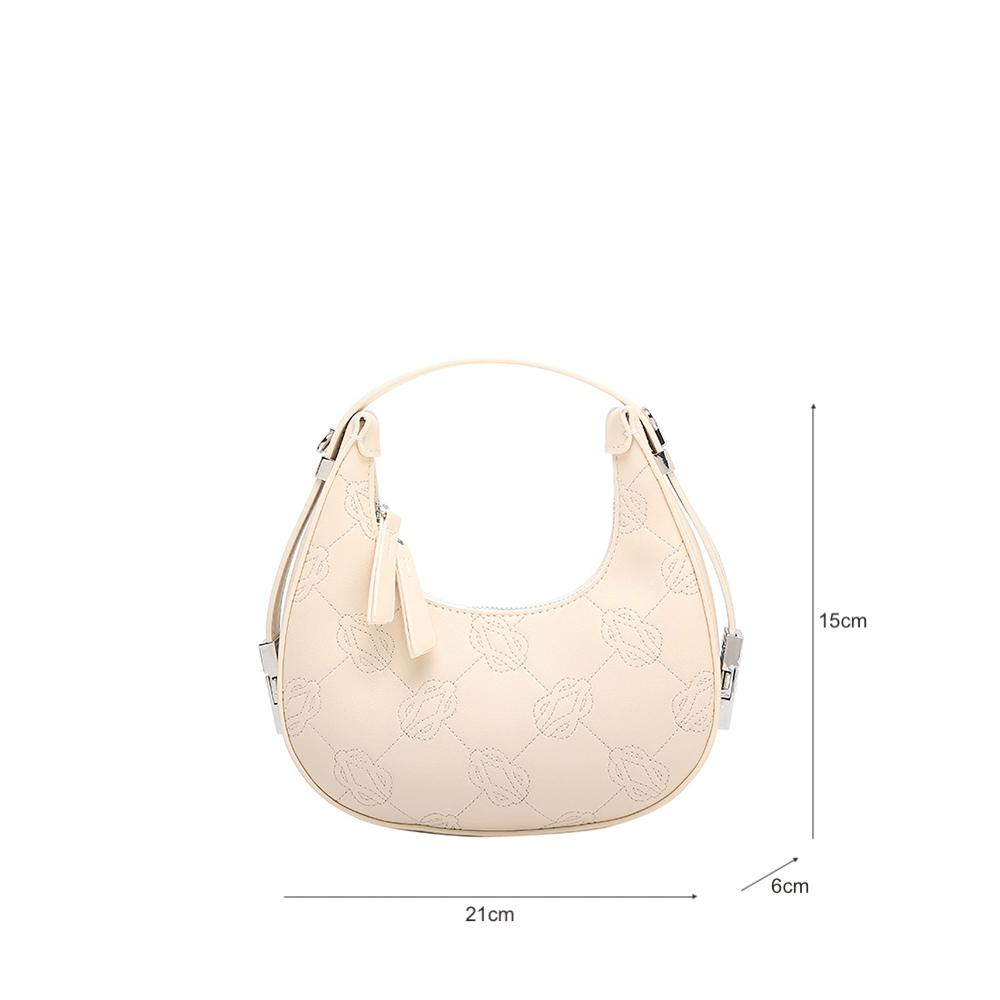 Half-Moon Empreinted Monogram Armpit Bag