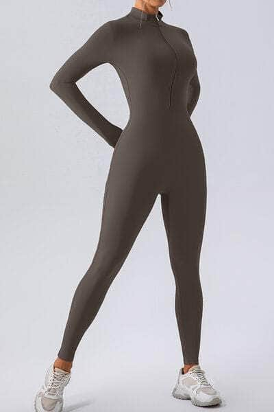 Half Zip Mock Neck Active Jumpsuit