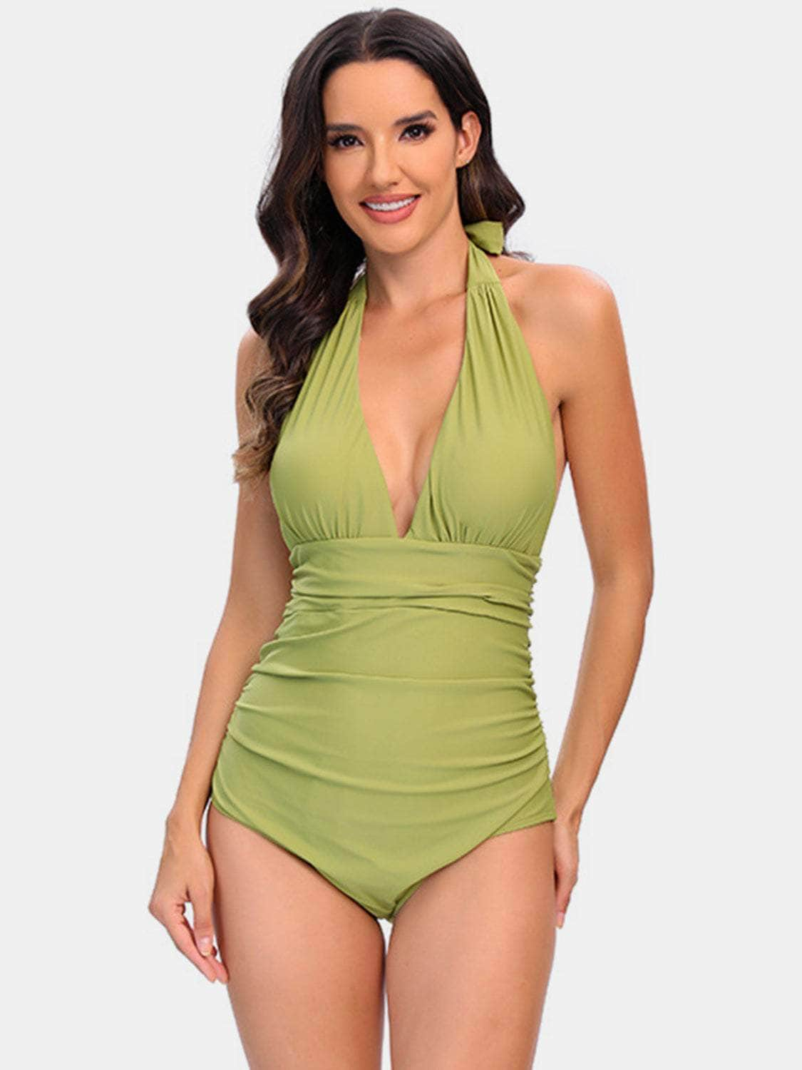 Halter Neck One-Piece Swimwear Chartreuse / S