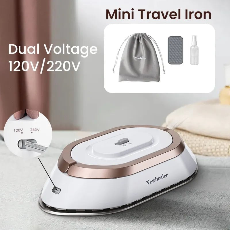 Handheld Mini Electric Dry Iron - 120V/220V Dual-Voltage, 30S Heat, Non-Steam Garment Irons for Clothes