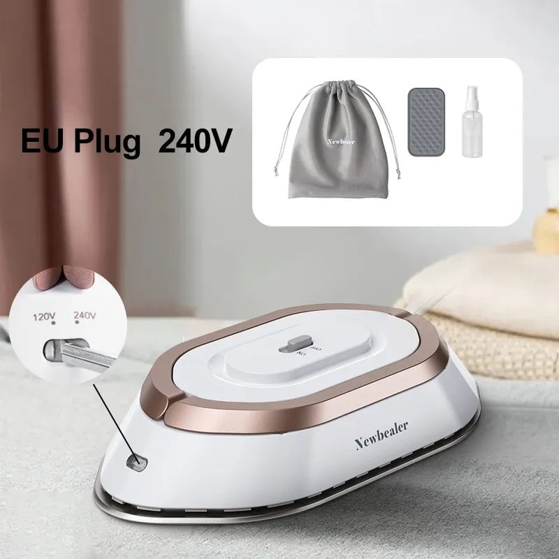 Handheld Mini Electric Dry Iron - 120V/220V Dual-Voltage, 30S Heat, Non-Steam Garment Irons for Clothes EU Plug 220-240V