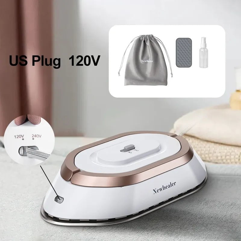 Handheld Mini Electric Dry Iron - 120V/220V Dual-Voltage, 30S Heat, Non-Steam Garment Irons for Clothes US Plug 100-127V