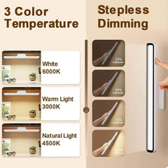 Hanging Magnetic Desk Lamp - LED, USB Rechargeable, Stepless Dimming, Cabinet Closet Wardrobe Night Light