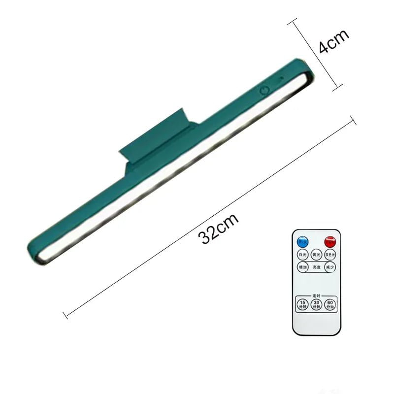 Hanging Magnetic Desk Lamp - LED, USB Rechargeable, Stepless Dimming, Cabinet Closet Wardrobe Night Light Green Remote Control