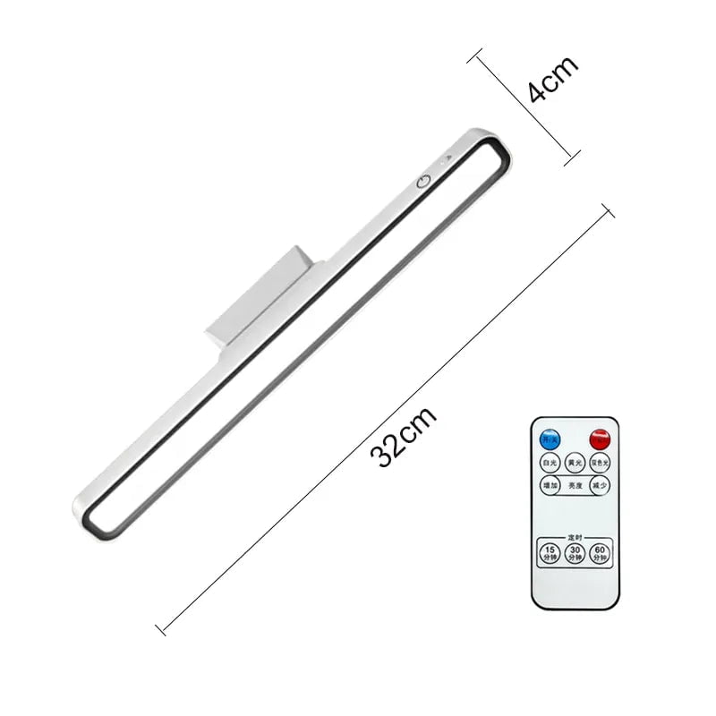 Hanging Magnetic Desk Lamp - LED, USB Rechargeable, Stepless Dimming, Cabinet Closet Wardrobe Night Light White Remote Control