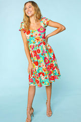 Haptics Floral Square Neck Short Sleeve Dress