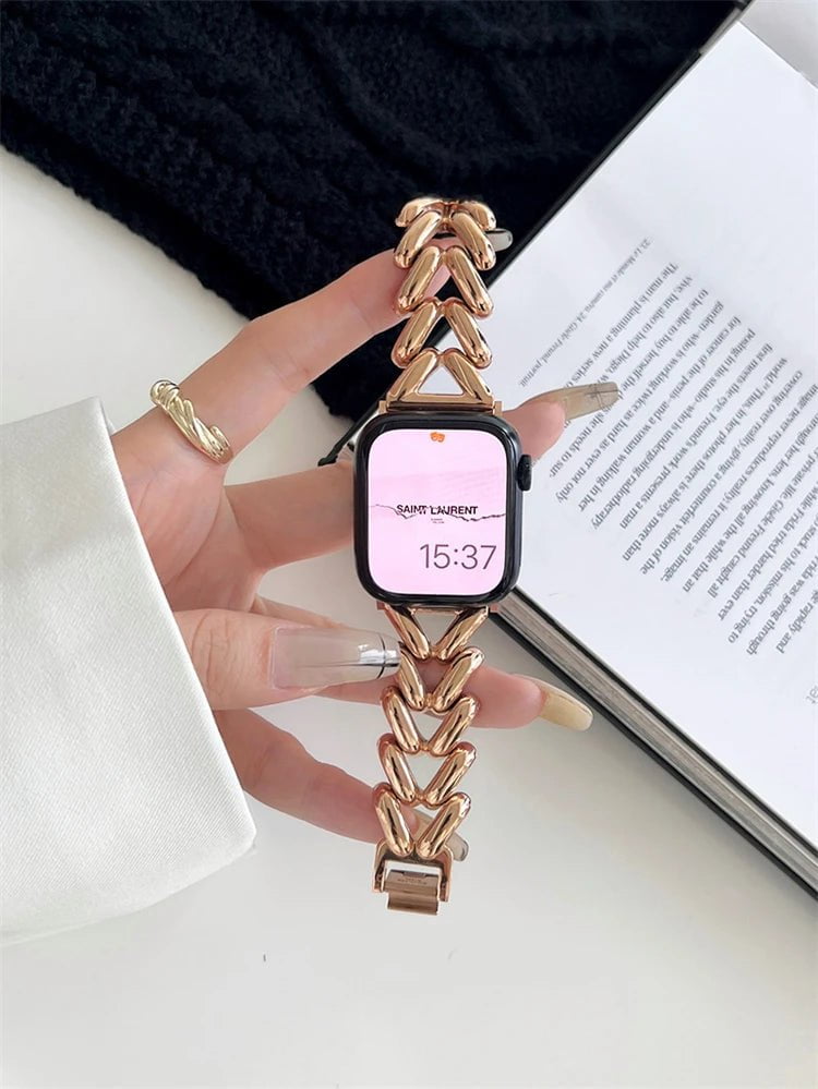 Heart and Starlight Metal Strap for Apple Watch Band Rose Gold / 49mm