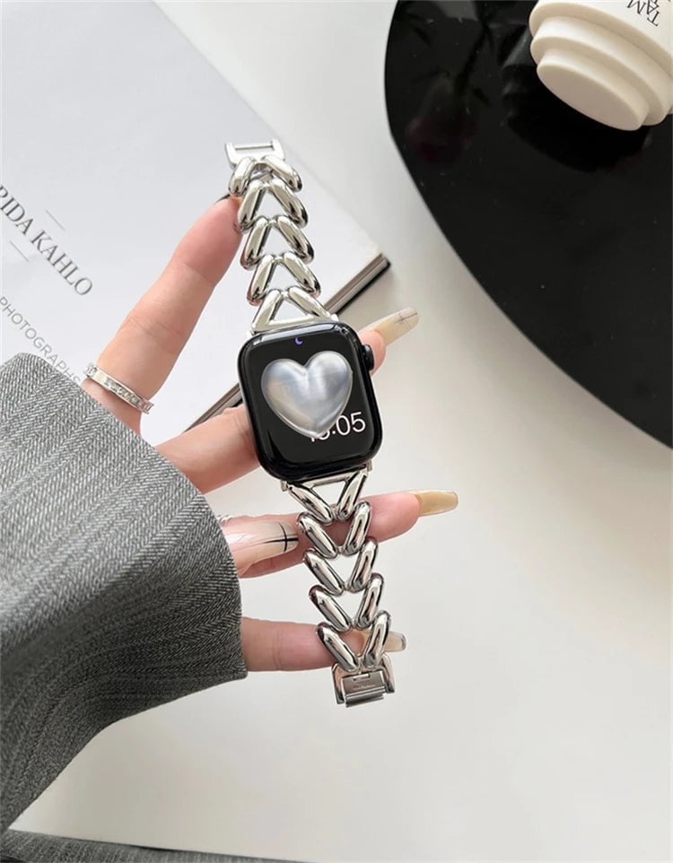 Heart and Starlight Metal Strap for Apple Watch Band Silver / 49mm