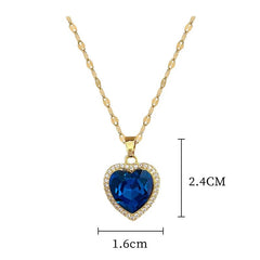 Heart Big Blue Zircon Pendant Necklace - Fashion Clavicle Chain Jewelry for Women and Girls, perfect Birthday Gift N2445