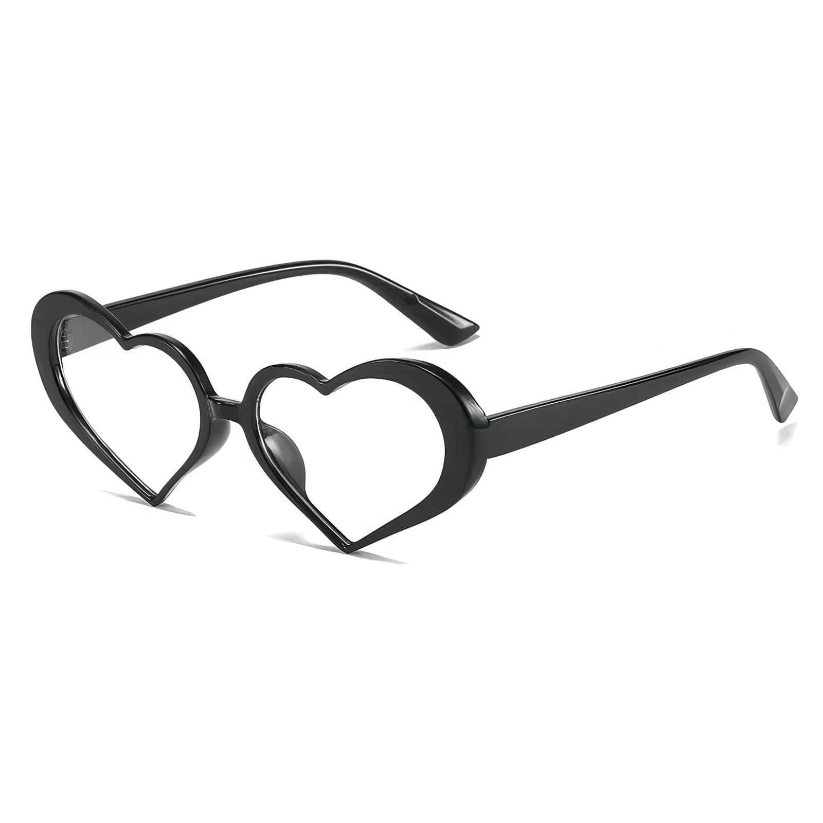 Heart Frame Cat Eye Sunglasses Black/White / Resin