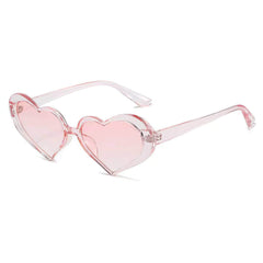 Heart Frame Cat Eye Sunglasses Pink/White / Resin