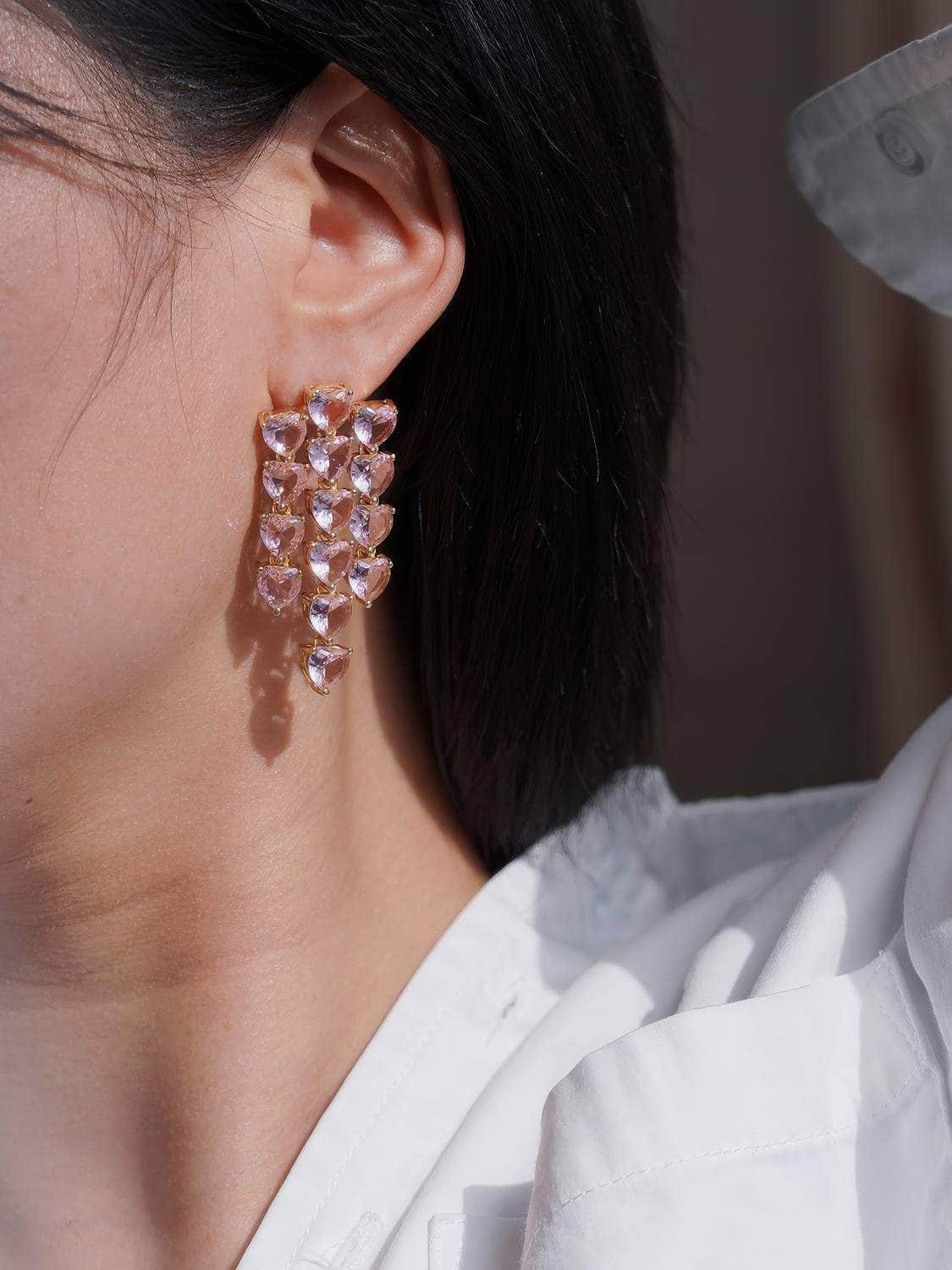 Heart Shaped Crystal Drop Chandelier Earrings