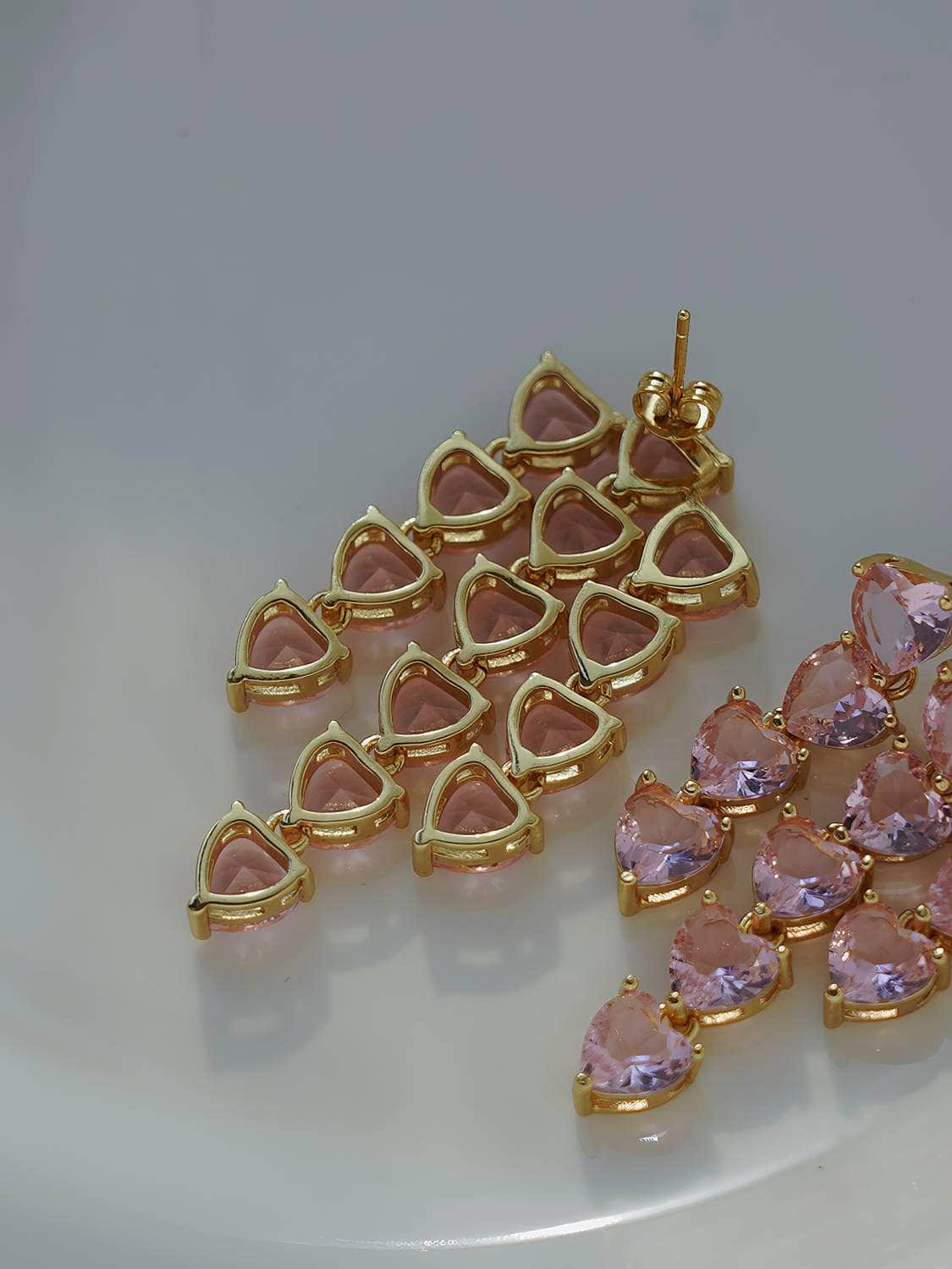 Heart Shaped Crystal Drop Chandelier Earrings