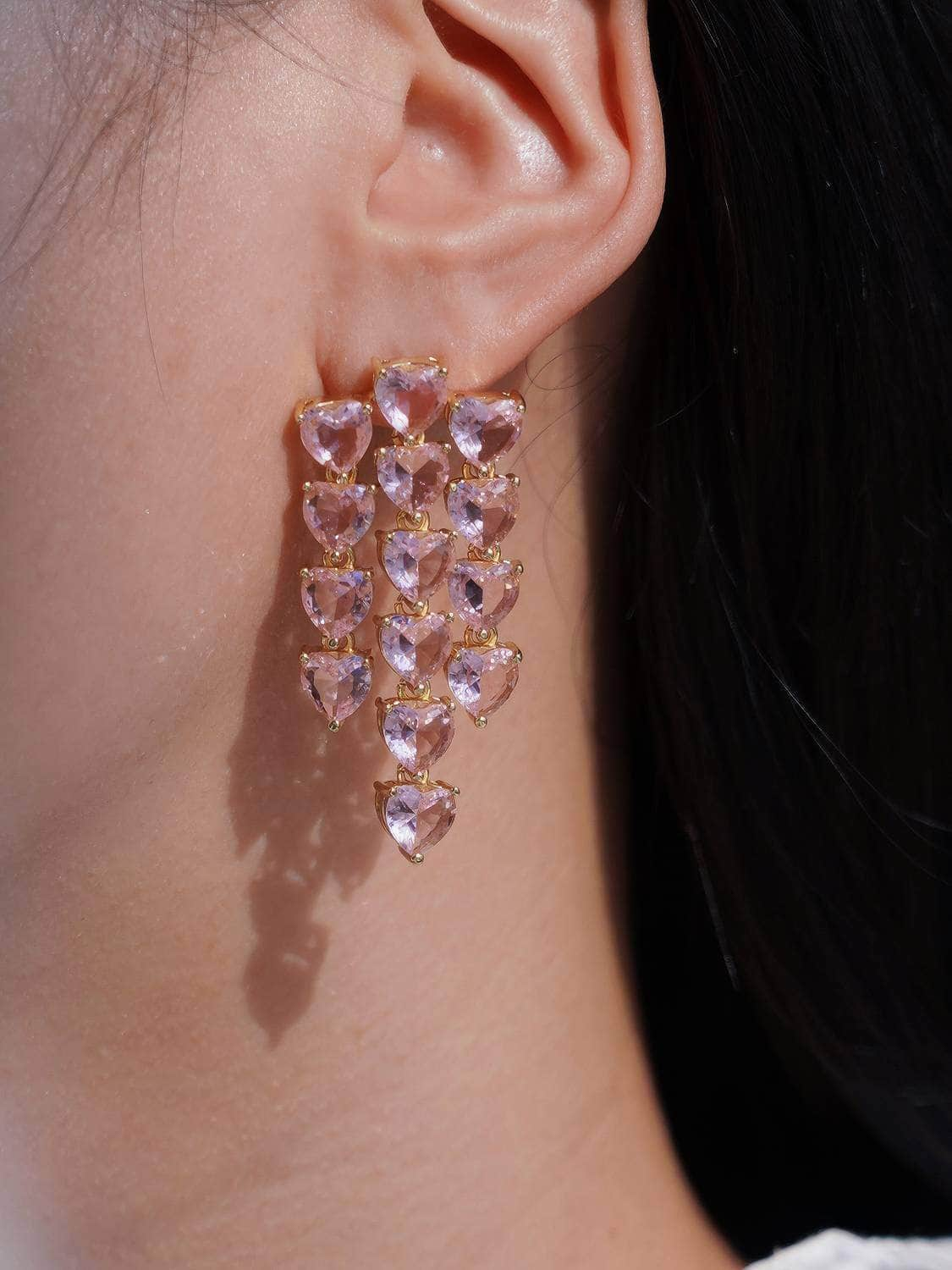 Heart Shaped Crystal Drop Chandelier Earrings