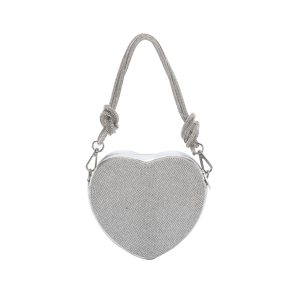 Heart-Shaped Crystal Embellished Clutch