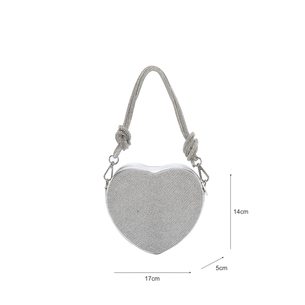 Heart-Shaped Crystal Embellished Clutch