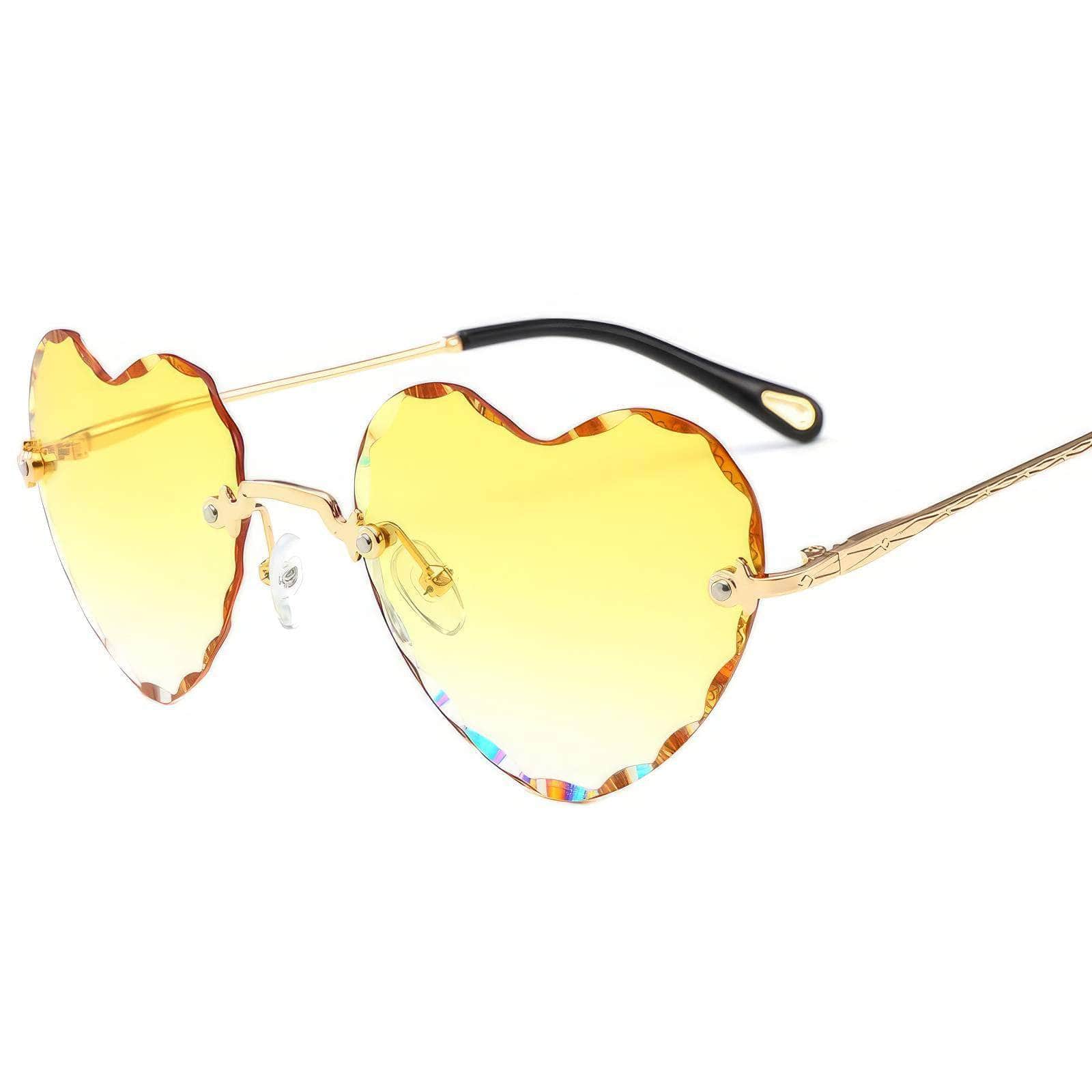 Heart Shaped Sunglasses Yellow/Gold / Resin