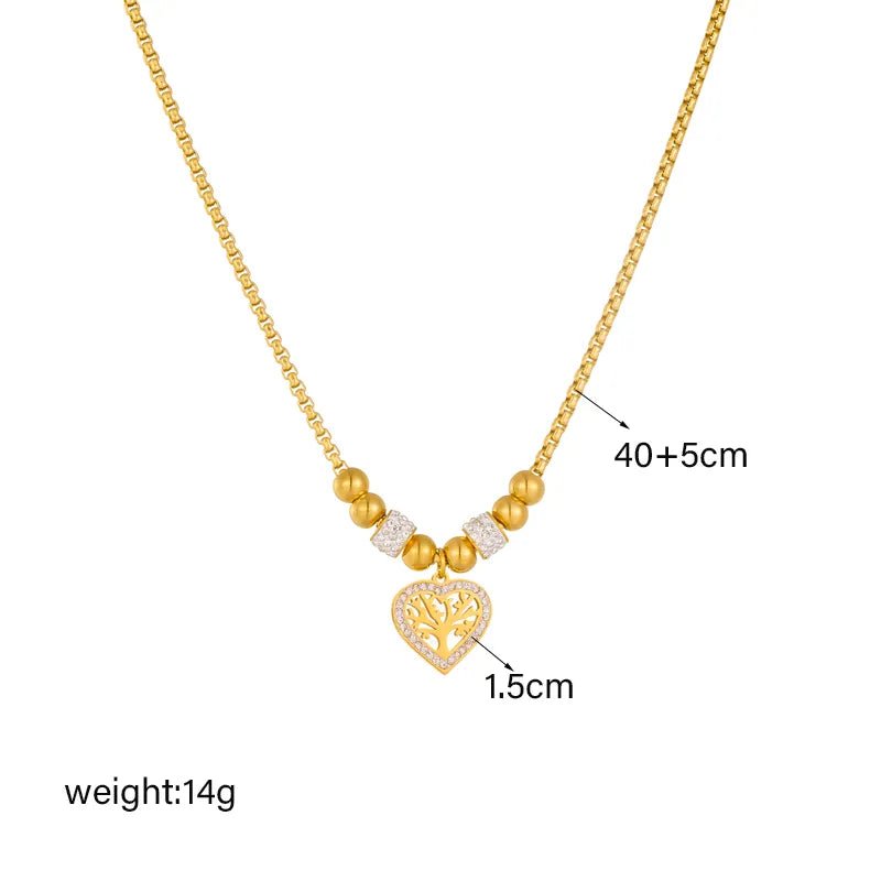 Heart-Shaped Tree Pendant Necklace - New Fashion Beads Choker Chains Jewelry for Women N2273