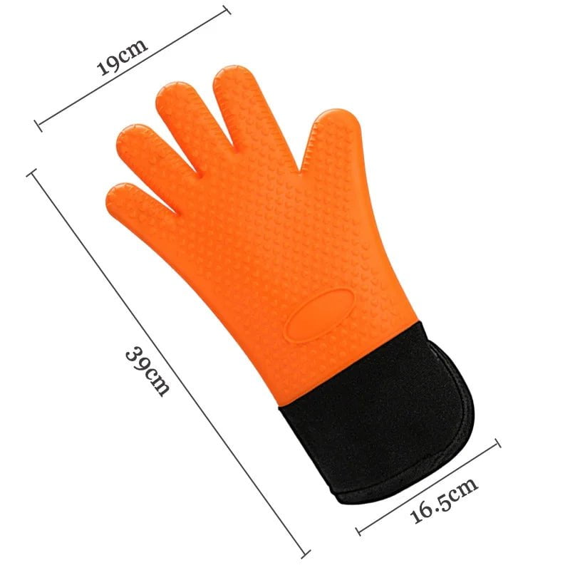 Heat-resistant Non-slip Microwave Oven Mitts - Canvas Stitching Oven Gloves for Kitchen BBQ Baking Cooking