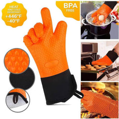 Heat-resistant Non-slip Microwave Oven Mitts - Canvas Stitching Oven Gloves for Kitchen BBQ Baking Cooking