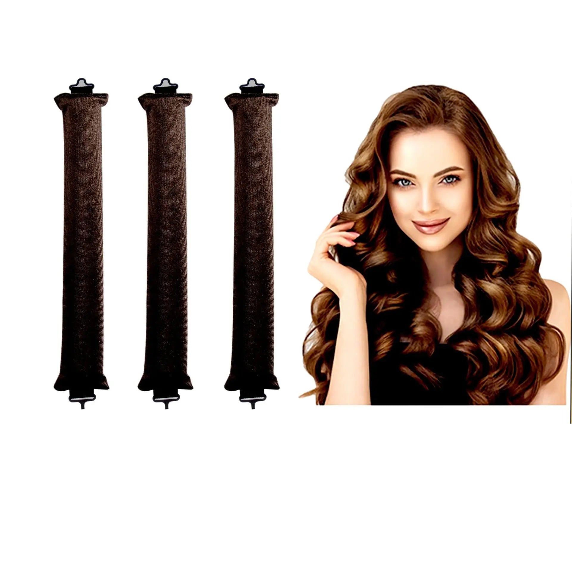 Heatless Curling Rod Headband with Flexi Rods coffe-3pcs