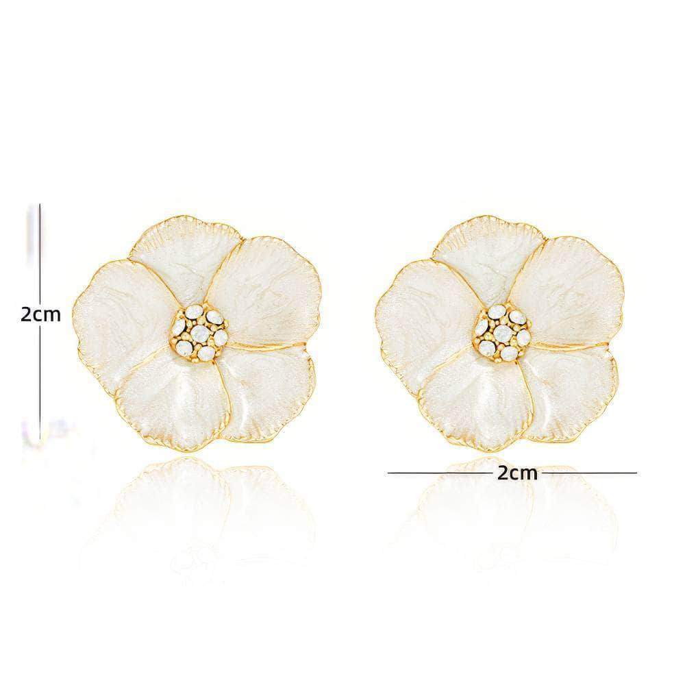 Hibiscus Shaped Rhinestone Decor Statement Earrings