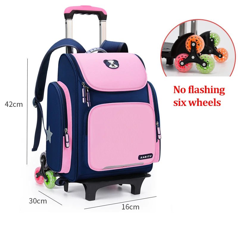 High capacity Student School bag Rolling Backpack kids Trolley bag school backpack wheeled bag Children Trolley backpack wheels 6 wheels