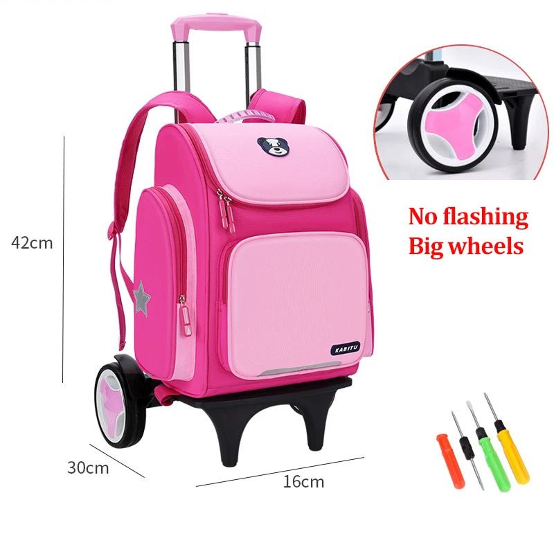 High capacity Student School bag Rolling Backpack kids Trolley bag school backpack wheeled bag Children Trolley backpack wheels Big 2 wheels 1