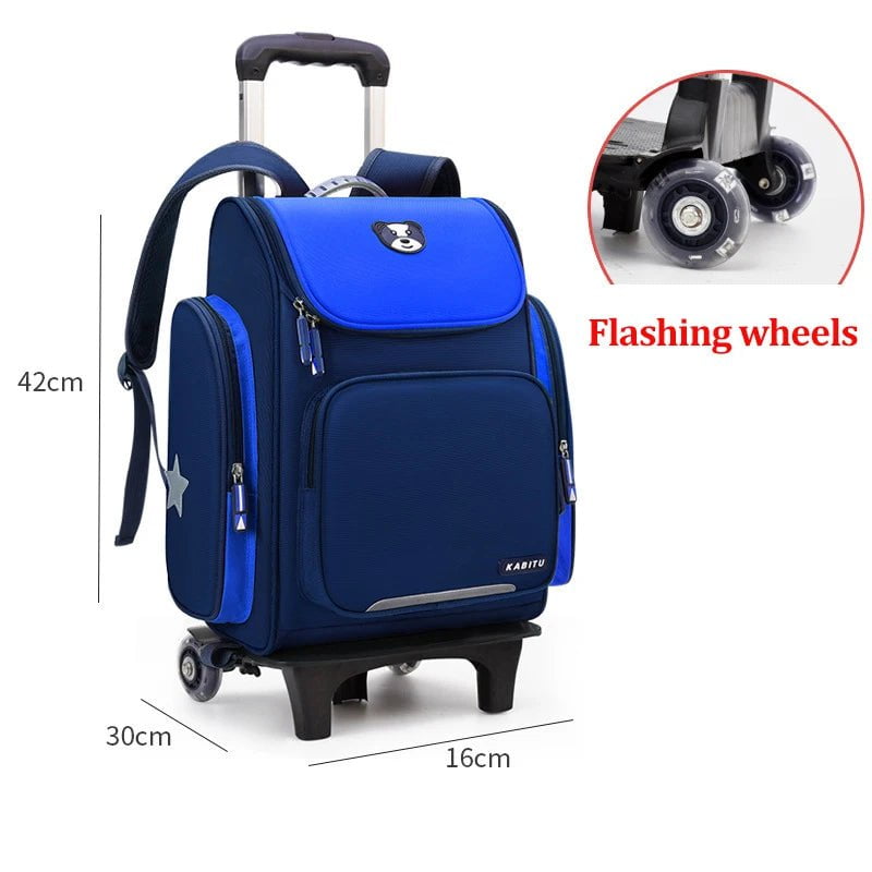 High capacity Student School bag Rolling Backpack kids Trolley bag school backpack wheeled bag Children Trolley backpack wheels Flashing 2 wheels 2